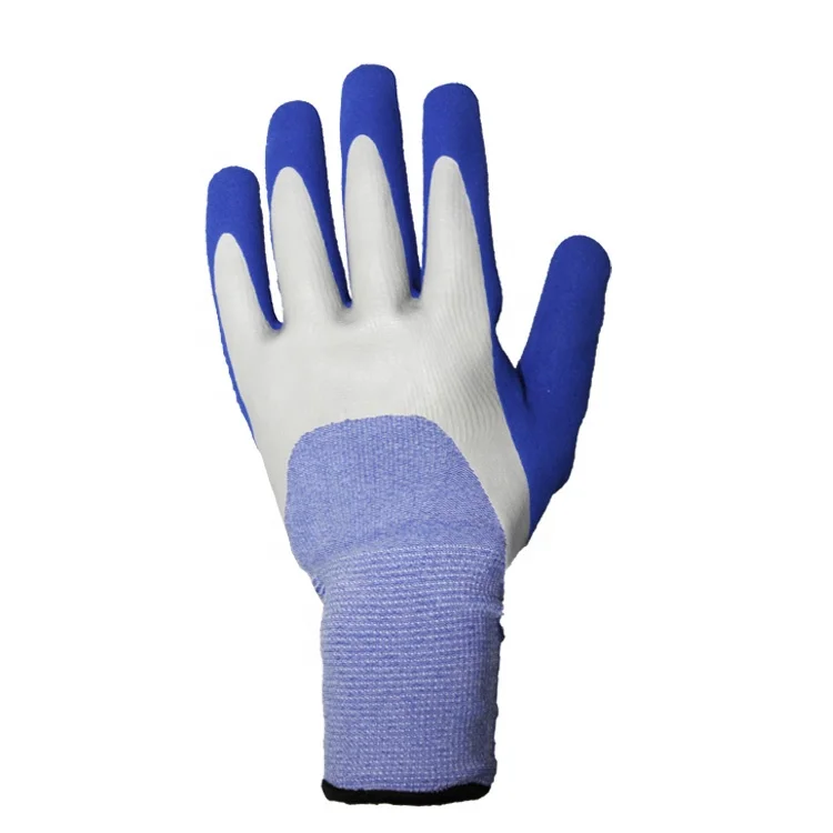 Polyester and Spandex 3/4 Dipped with Sandy Latex Palm Winter Thermal Work Gloves for Cold with Acrylic Liner
