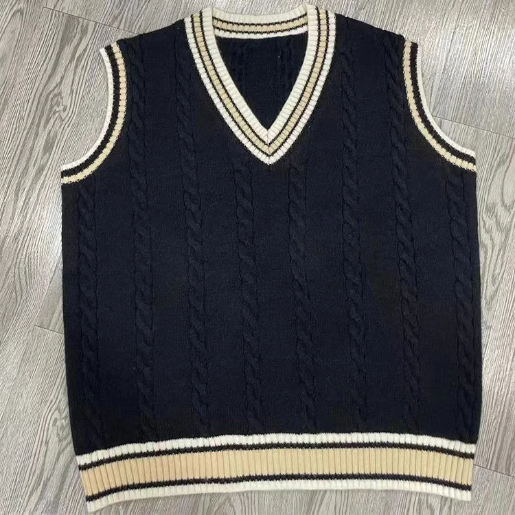 Tuyaom Fashion High Qudoor Lockm School Uniform College Sweater V Neck Knitted School Sweater Custom Logo Adults for School