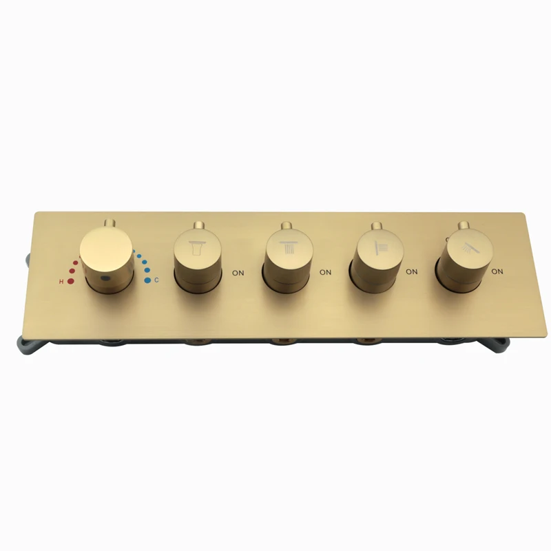 Bathroom Shower Faucet Control Valve Four Functions Thermostatic Water Switch Brass Main Body With Embedded Box