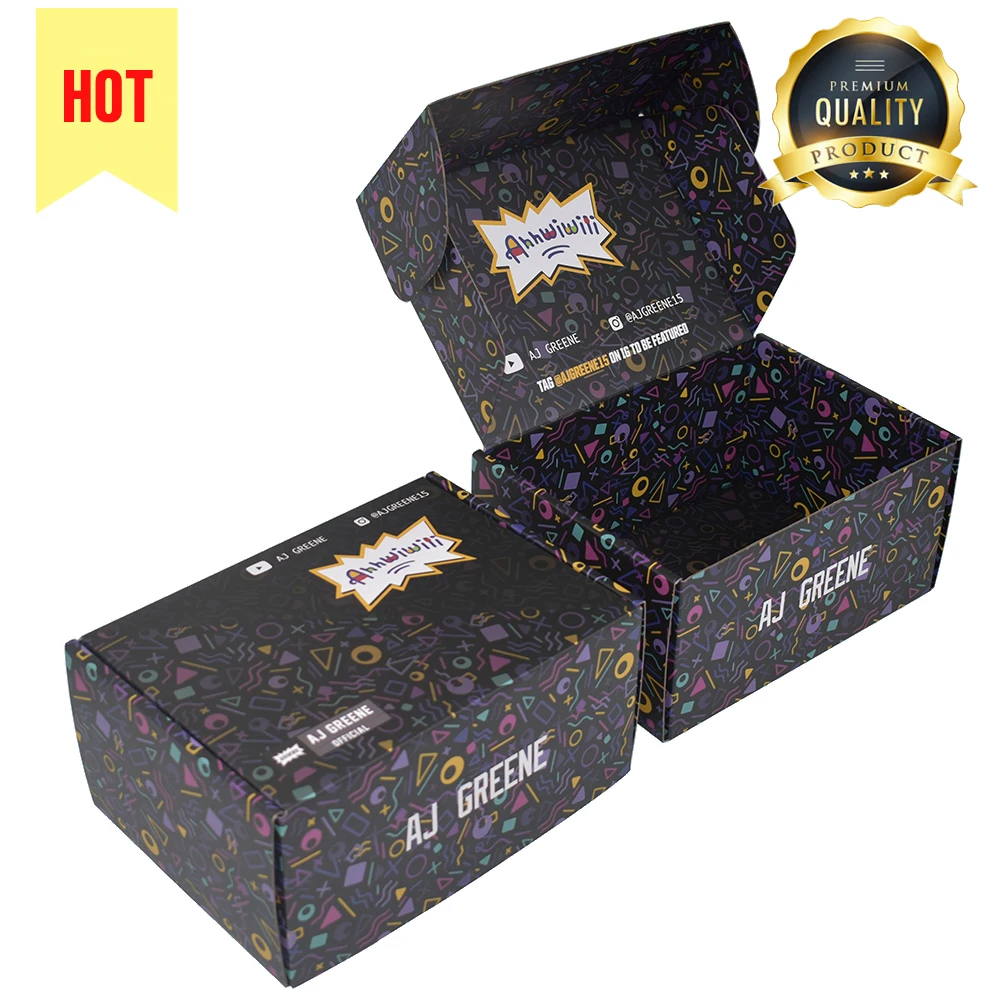 Custom Subscription Logo Print Product Shipping Black Matte Paper Corrugated Cardboard Mailing Gift Packaging Mailer Boxes