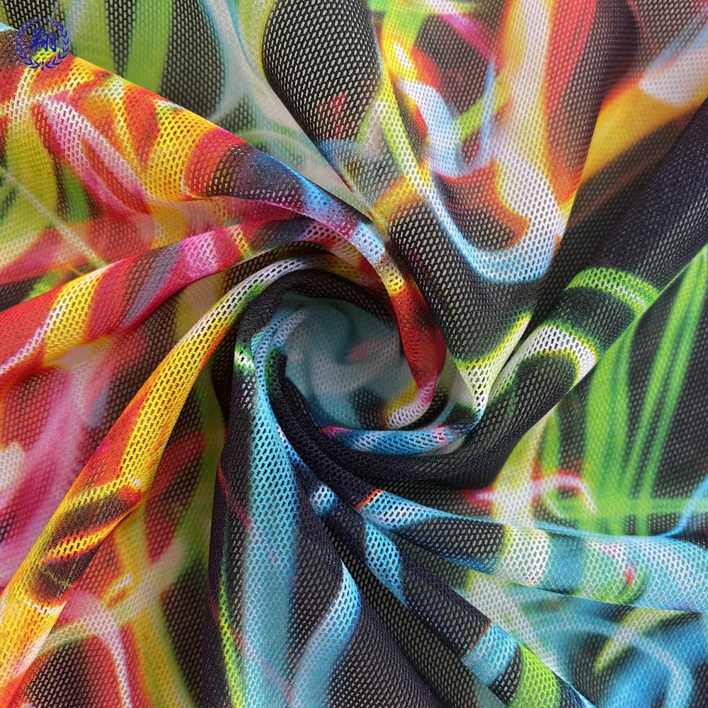 90gsm  Nylon Spandex Print  Powernet Mesh Fabric For Underwear