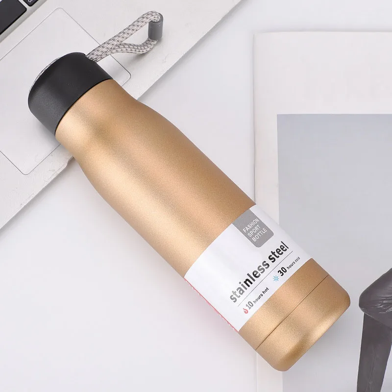 Straight drinking cup with rope Insulated Stainless Steel Sublimation cup festival slim vacuum travel mug gift water bottle