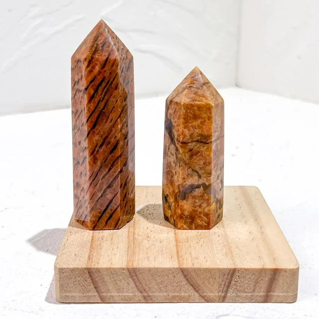 High Quality Natural Healing Crystal Point Peach Moonstone with Smoky Quartz Crystal Tower for Meditation