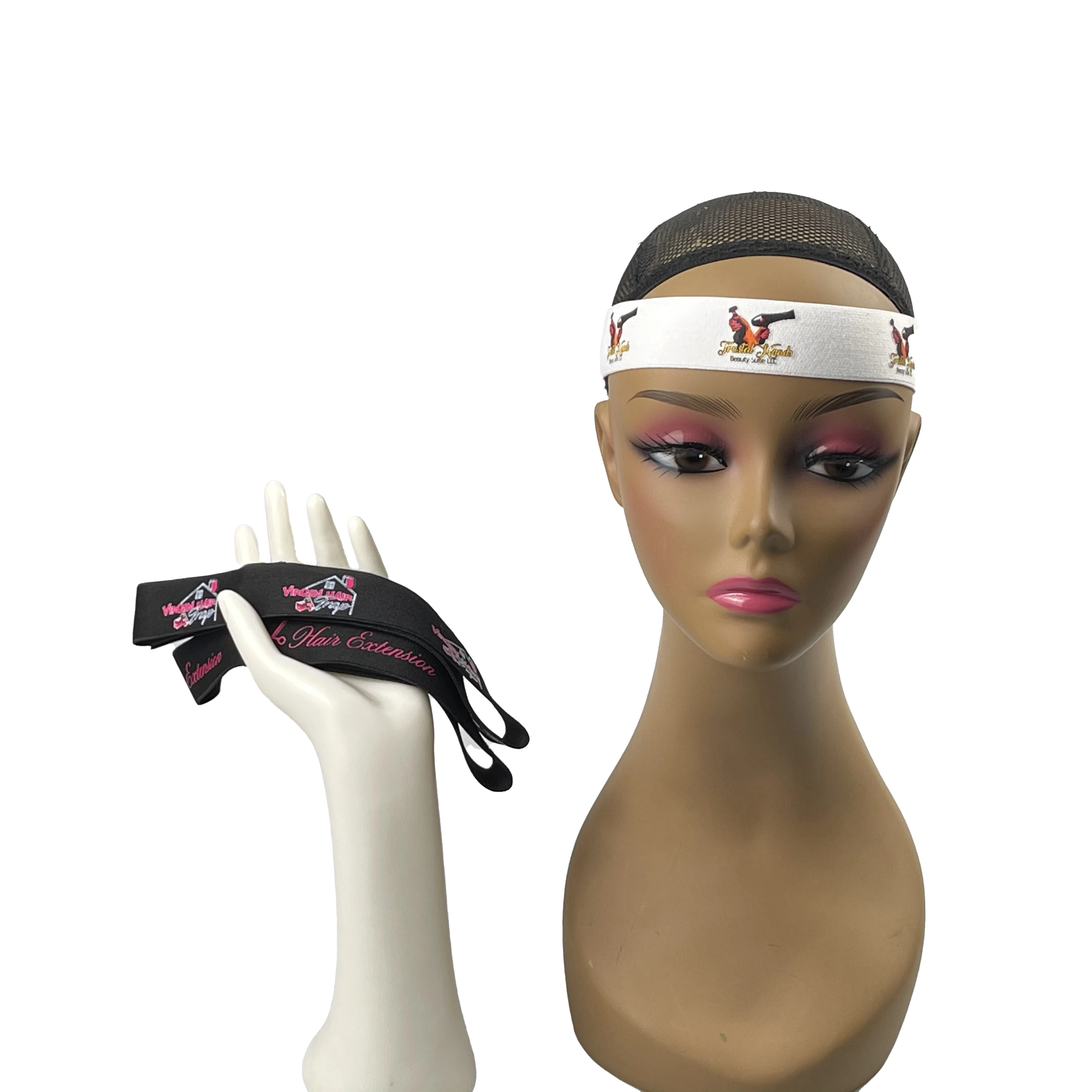 wholesale repeat Logo Adjustable Custom Elastic Band for Lace Hair  Melt Band Designer Elastic Bands