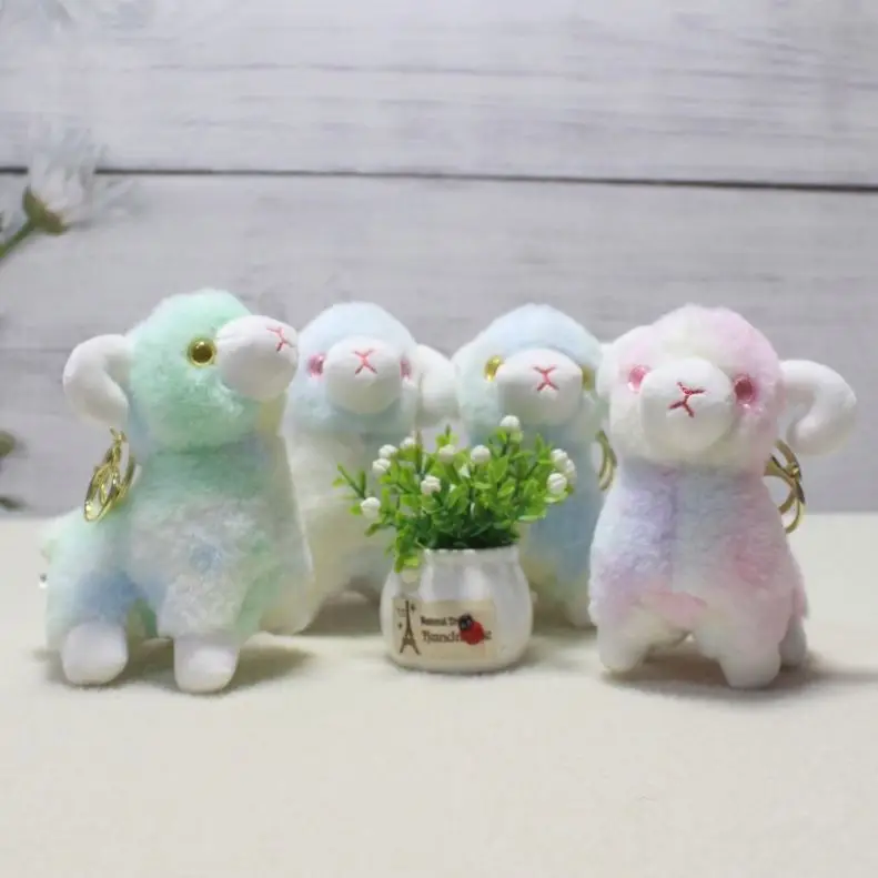 Plushie sheep keychain Stuffed Animal Toys Cute soft alpaca key chains sheep toy bag pendant decoration sheep plush toy keychain