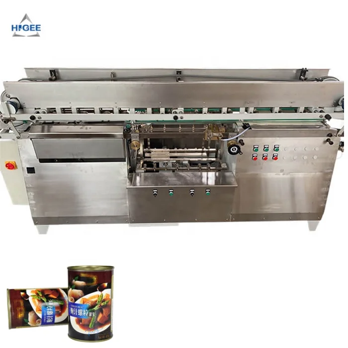 Automatic canned seafood cold glue labeling machine with empty can depalletizer packaging and labeling machine price