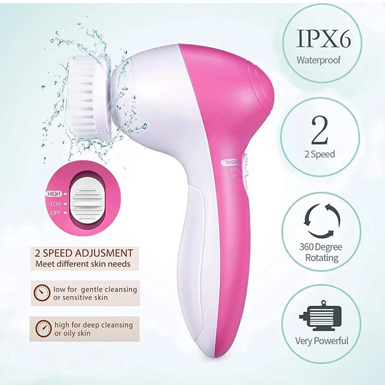 Portable Waterproof Face Brush Cleanser Spin Roller Sonic Massage Facial Cleansing Brush for Deep Cleansing