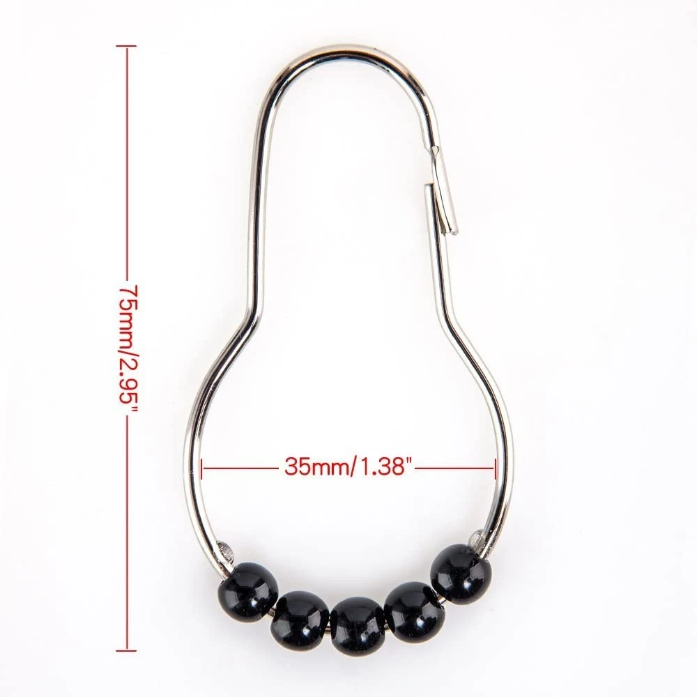 Multi Color Acrylic Five Beads Sliding Window Metal Curtain Rod Holder Rings For Bathroom