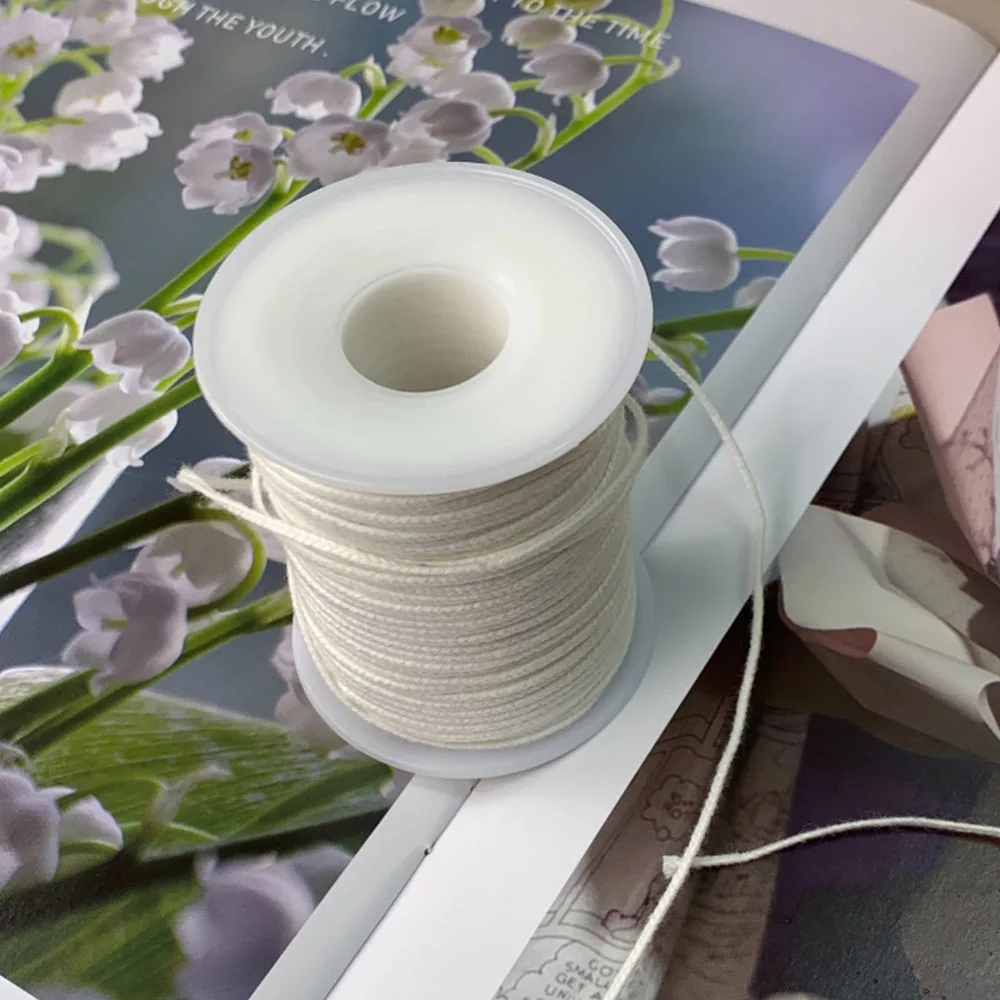 1 Roll 61m 24 Threads Woven Cotton Candle Wick For Candle Making tools Natural Low Smoke DIY Accessory Wholesale Candle Wick