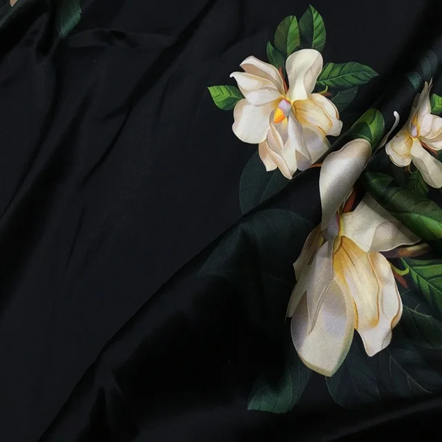 
satin silk fabric silk stretch fabric digital fabric printing for lady dress 