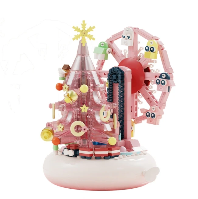 Christmas music box building blocks, ferris wheel rotating music box, the best holiday creative gift for adults and children.