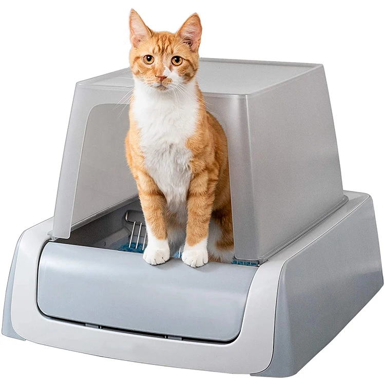 
2020Top-Entry - Purple Or Taupe - Covered 2Nd Generation Self Cleaning Hooded Cat Litter Box 