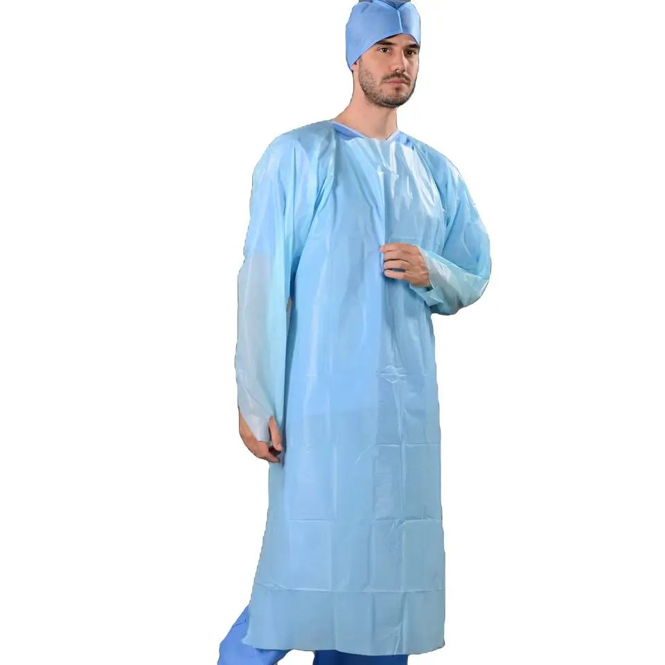 Disposable CPE Gown With Thumb Loop Disposable cpe lab coat Waterproof Isolation Gown