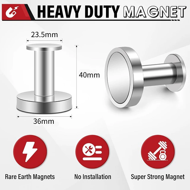 6PCS Set Magnetic Hooks Silver Strong Magnetic for Garage Camper Hanging Heavy Duty Magnet Hook