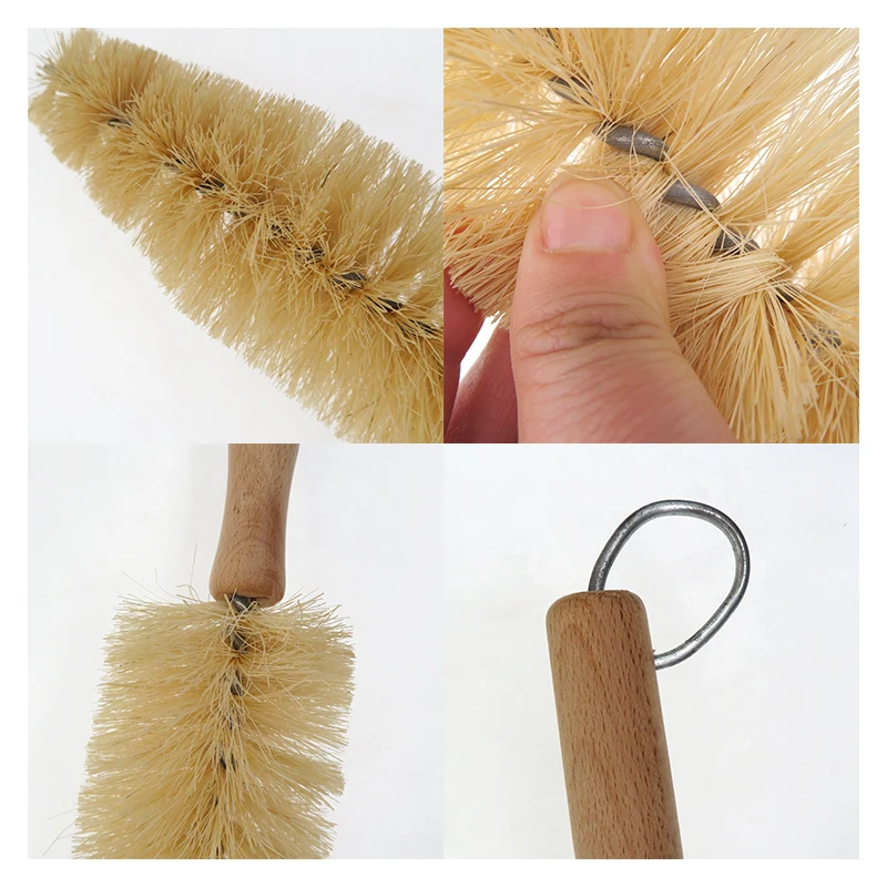 Best Selling Sisal Wood Handhold Cleaning Brush For Whole Sale Yellow Sisal Wood Handle Brush