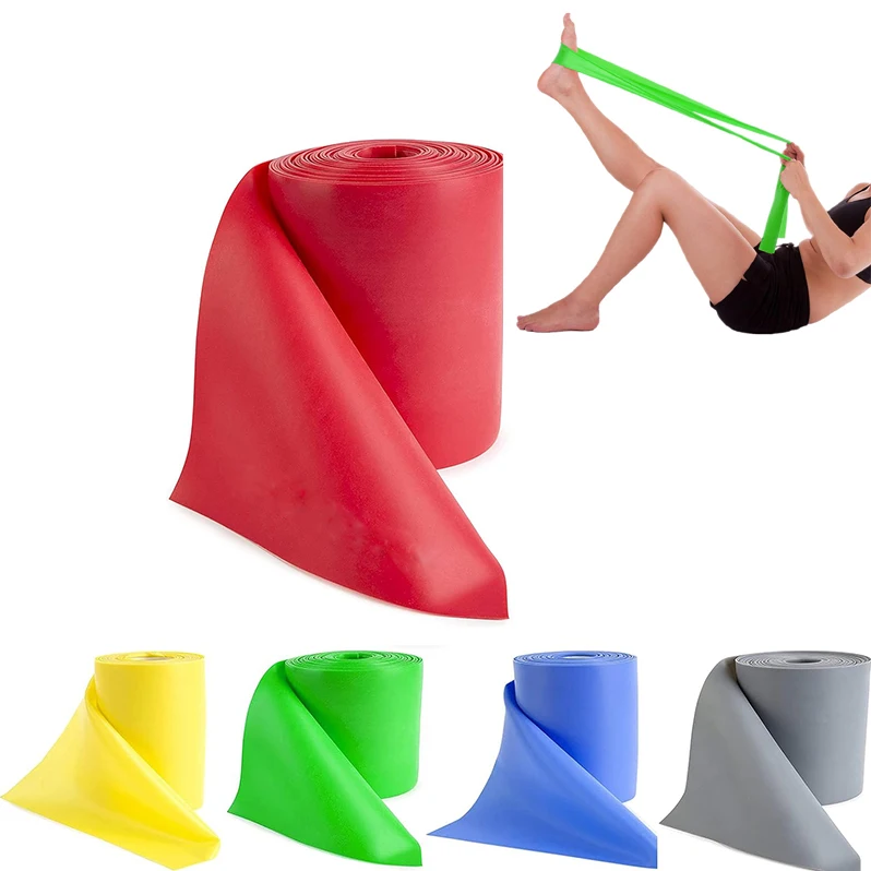 10m /20m Custom logo Latex Yoga Elastic Bands Strength Training yoga belt therapy bulk 50 yards therabands roll