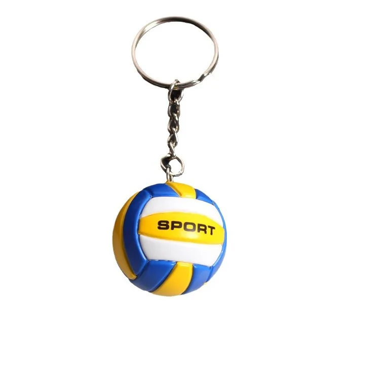 Mini 3D Volleyball Basketball Rugby Keychain PU Leather Ball Pendant Keyring Creative Fashion Sports Keychains Jewelry Gifts