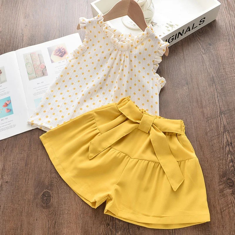 New Style Brand Kids Girls Clothing Sets Summer  Baby Girls Clothes short Sleeve T-Shirt Pant Dress 2Pcs Children Clothes Suits