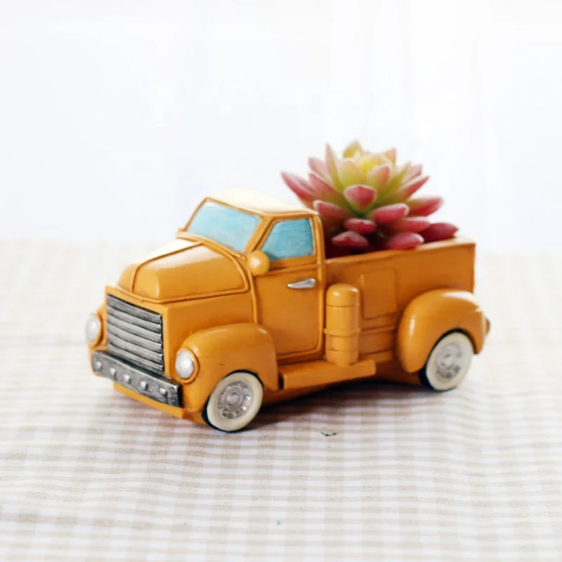 A0668 Retro Creative Resin Flowerpots Planter Garden Succulent Automobile Flower Pots Bonsai Cartoon Car Shaped Flower pot