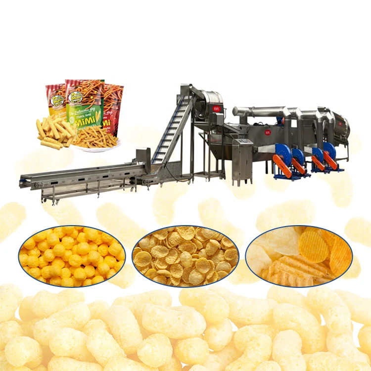 Automatic  Fried Pallets Snack Food Production Line Fry Snacks Pellet Fried Snack Chips Processing Machinery