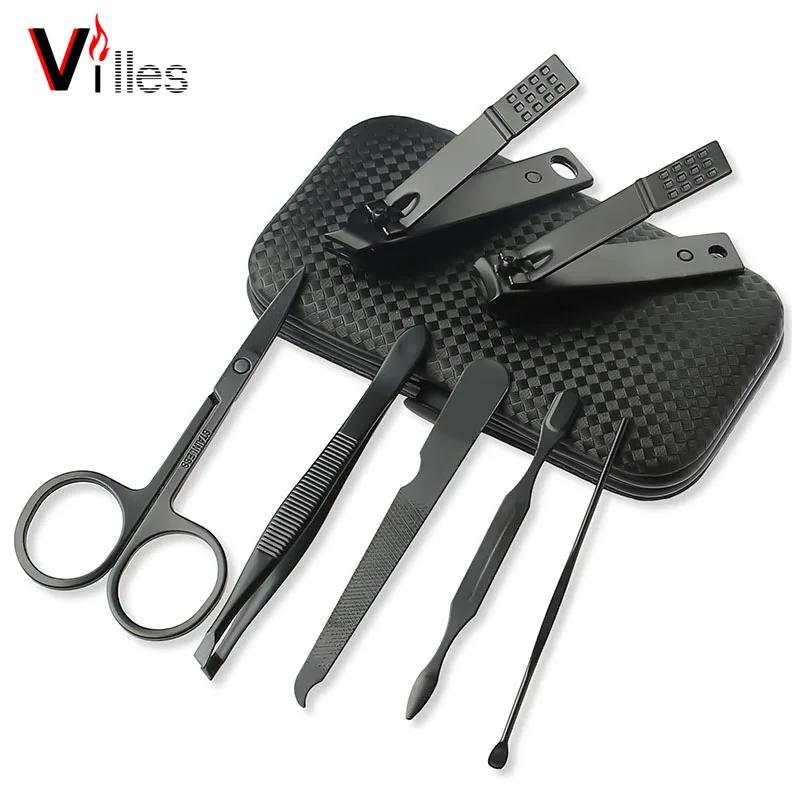 High End 7PCS Carbon Material Manicure set Beauty Nail Cleaning Tools Nail care kit