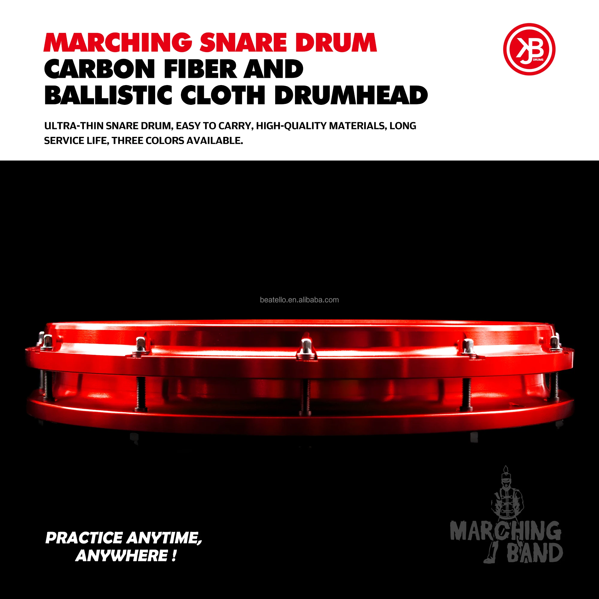 JOBEKY Fast Shipping Portable 16' Marching Drum With Single Drum Skin For Drummer High Quality Ultrathin Snare Drum In Stock