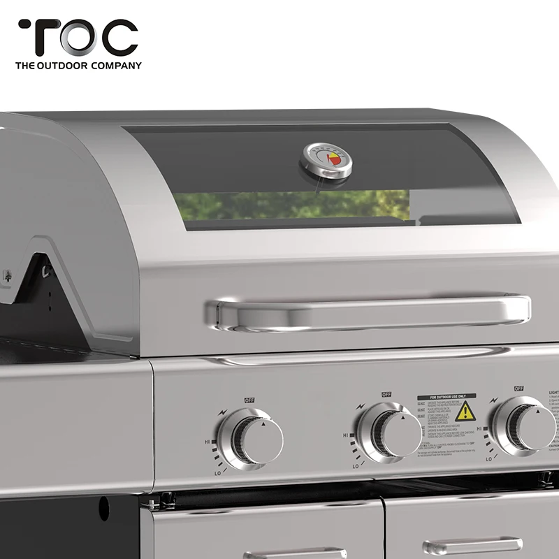 Outdoor Kitchen Stainless Steel High Temp Glass Burner Patio Barbecue Grill BBQ Gas Grill