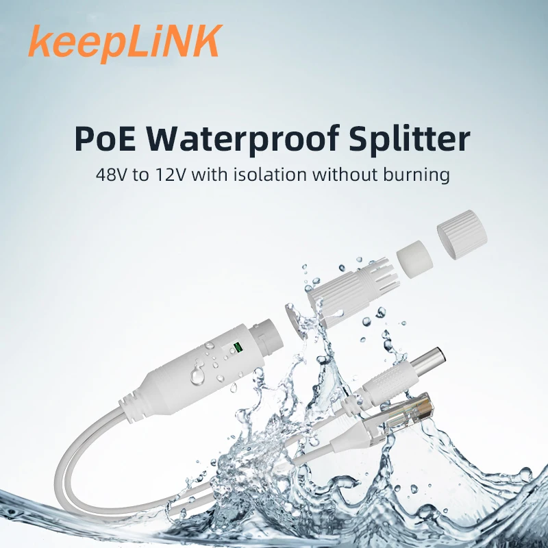 Waterproof 10/100Mbps PoE Splitter Isolated 12V 2A Output for CCTV camera