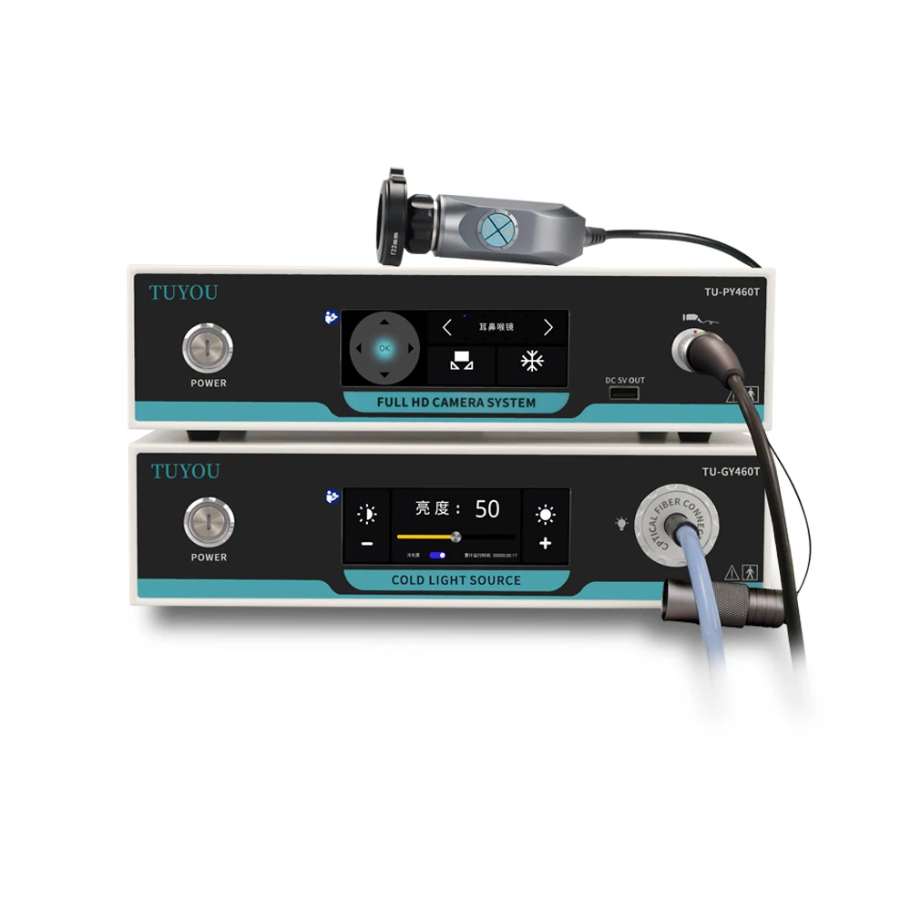 2024 Touch Screen Medical Endoscope Camera and Light Source with Recording Function for Ear Nose Throat ENT