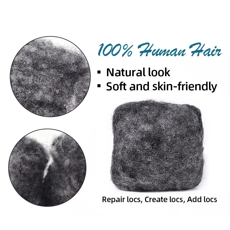 salt and pepper natural black mix gray Afro Kinkys Bulk 100% Human Virgin Hair Extension Dreadlocks Crochet Dreadlocks wholesale