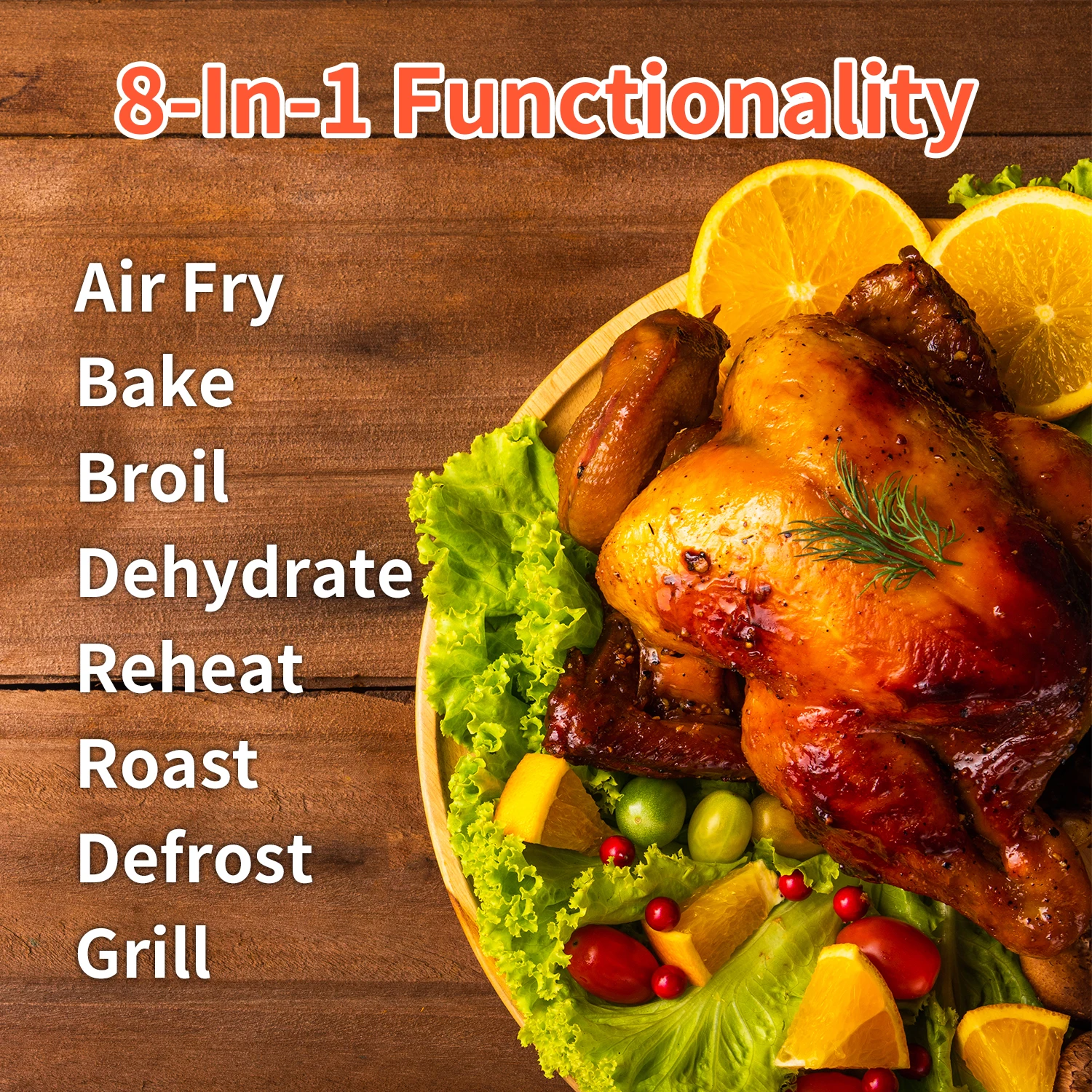 Household 8L Air Deep Fryer Electric Healthy Digital Display Temperature Control Rapid Smart Air Fryer