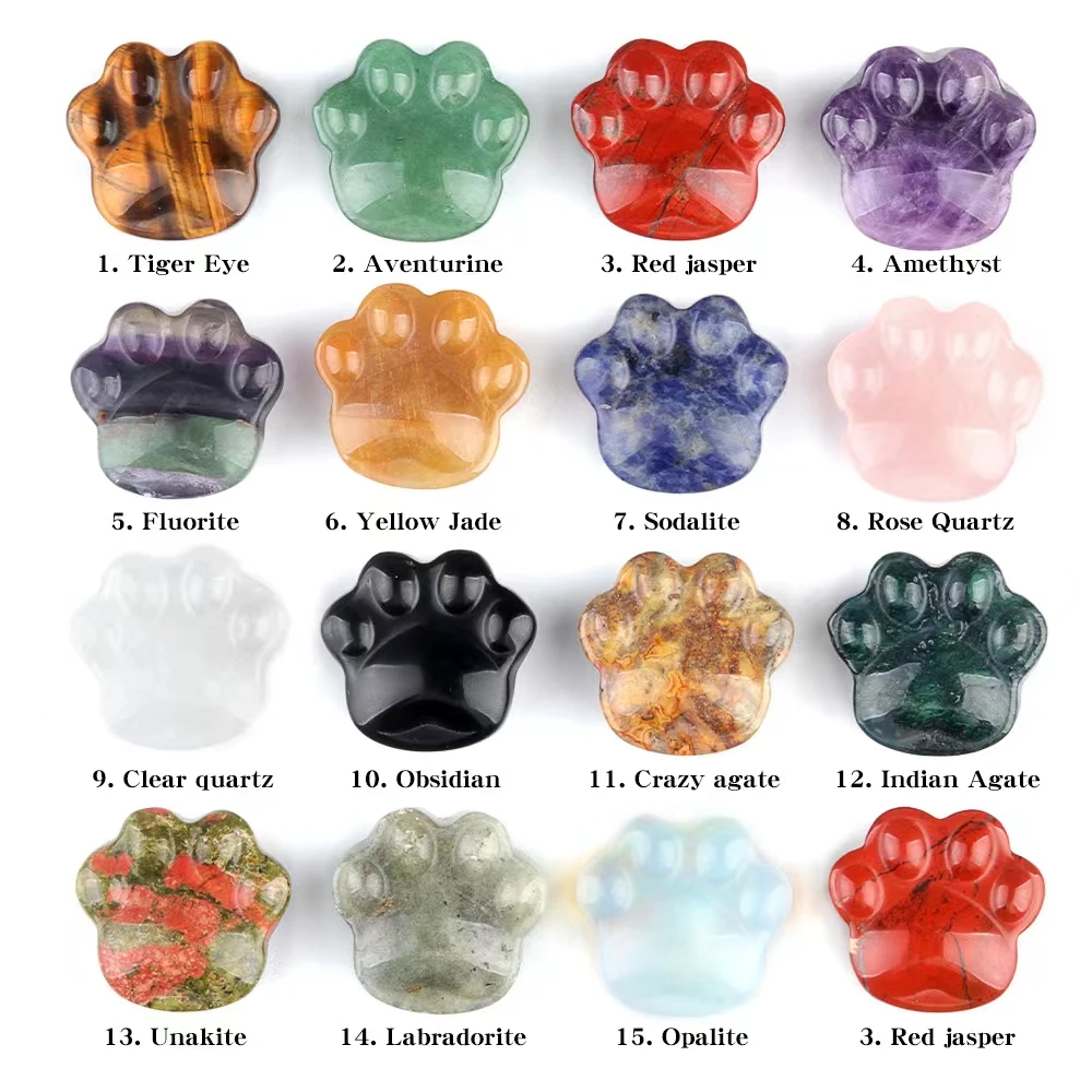 Wholesale Newest Hand Carved Natural Tiger Eye Gemstone Animal Small Cat Paw Shape Crystal Carvings Pendant For Gift