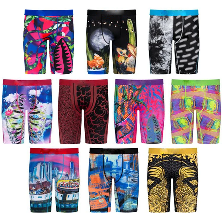 OEM plus size sublimation comfortable polyester fabric black design logo mens shorts custom men boys underwear boxer briefs