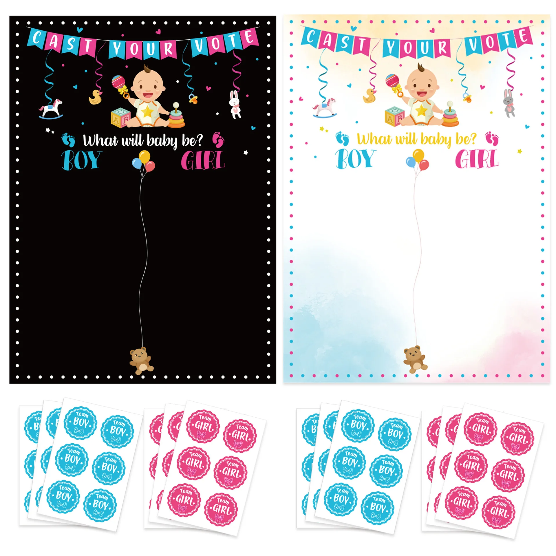 Hot Sale Gender Reveal Boy or Girl Poster Decorations Baby Shower Party Supplies