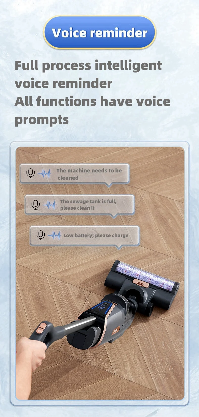 Smart Home Cleaning Machine for Multi-surface Floor Scrubber Mop 2-in-1 Self-cleaning Cordless Wet Dry Vacuum Floor Cleaner