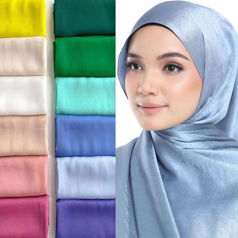 New Fashion Solid Color Foulards En Soie Pour Femmes Silk Scarf Sun Protection Decorative Travel Wraps Hijab Shawl For Women