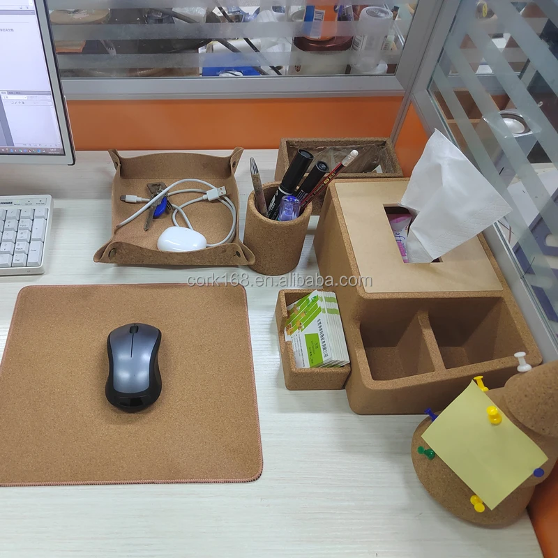 Custom Office Cork Drawer Organizer Desktop Organizer Pen Holder Cosmetic Knife Sundries Box