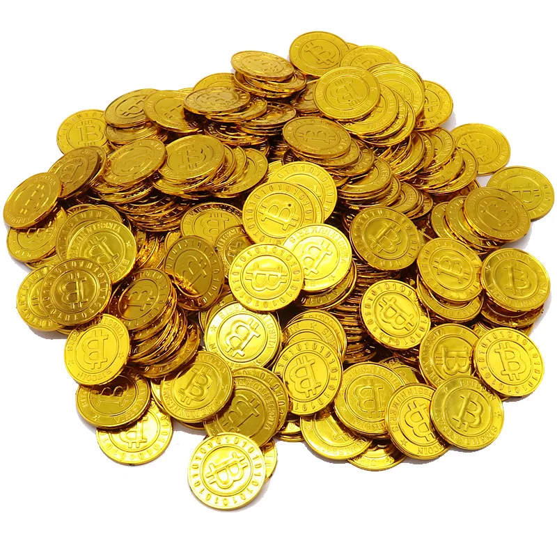 wholesale diy gold silver party props happy game B coin token Plastic BTC coins