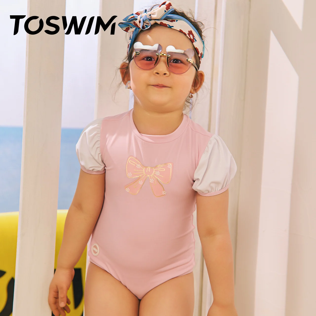 Baby Girls Swimwear Toddler One-piece Swimsuit Angle Little Girls Pink Bikini Children Cute Beachwear