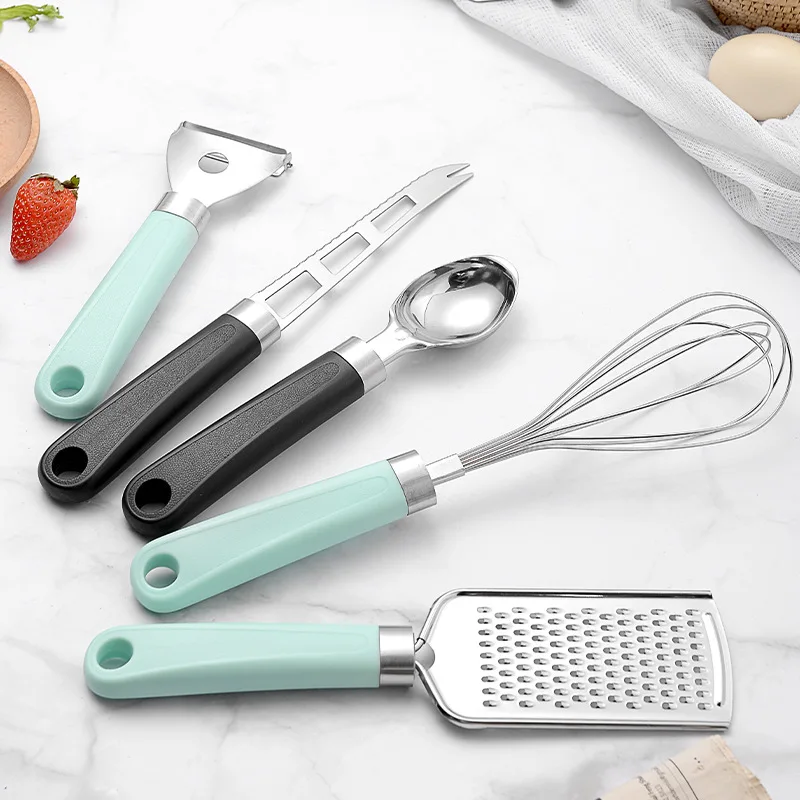 Home Kitchenware Kitchen Accessories Cooking Gadgets Tools Set Plastic Handle 9pcs Stainless Steel Customized Logo with Green