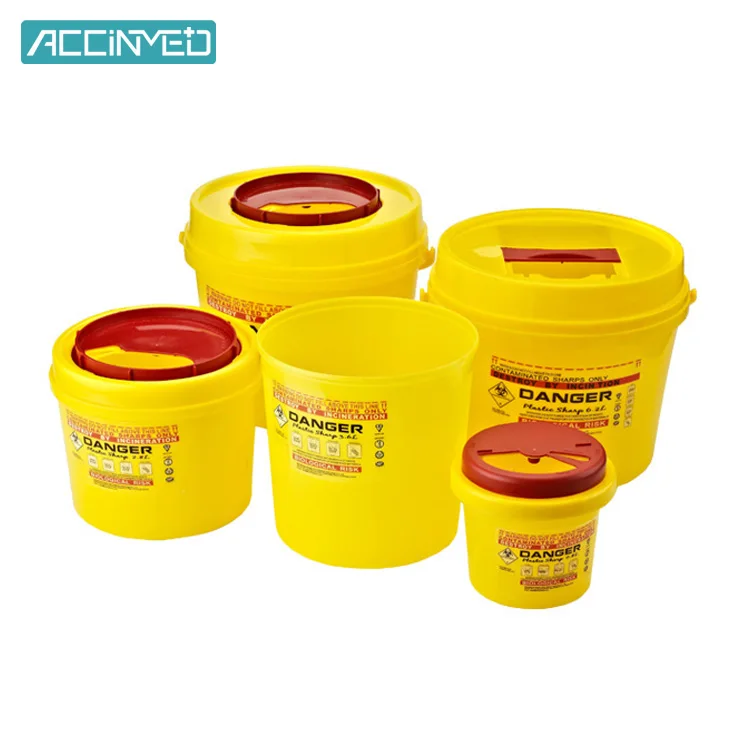Factory Price Medical Hospital Waste Plastic Box Leak Proof Biohazard Disposal Round Sharps Container 4L