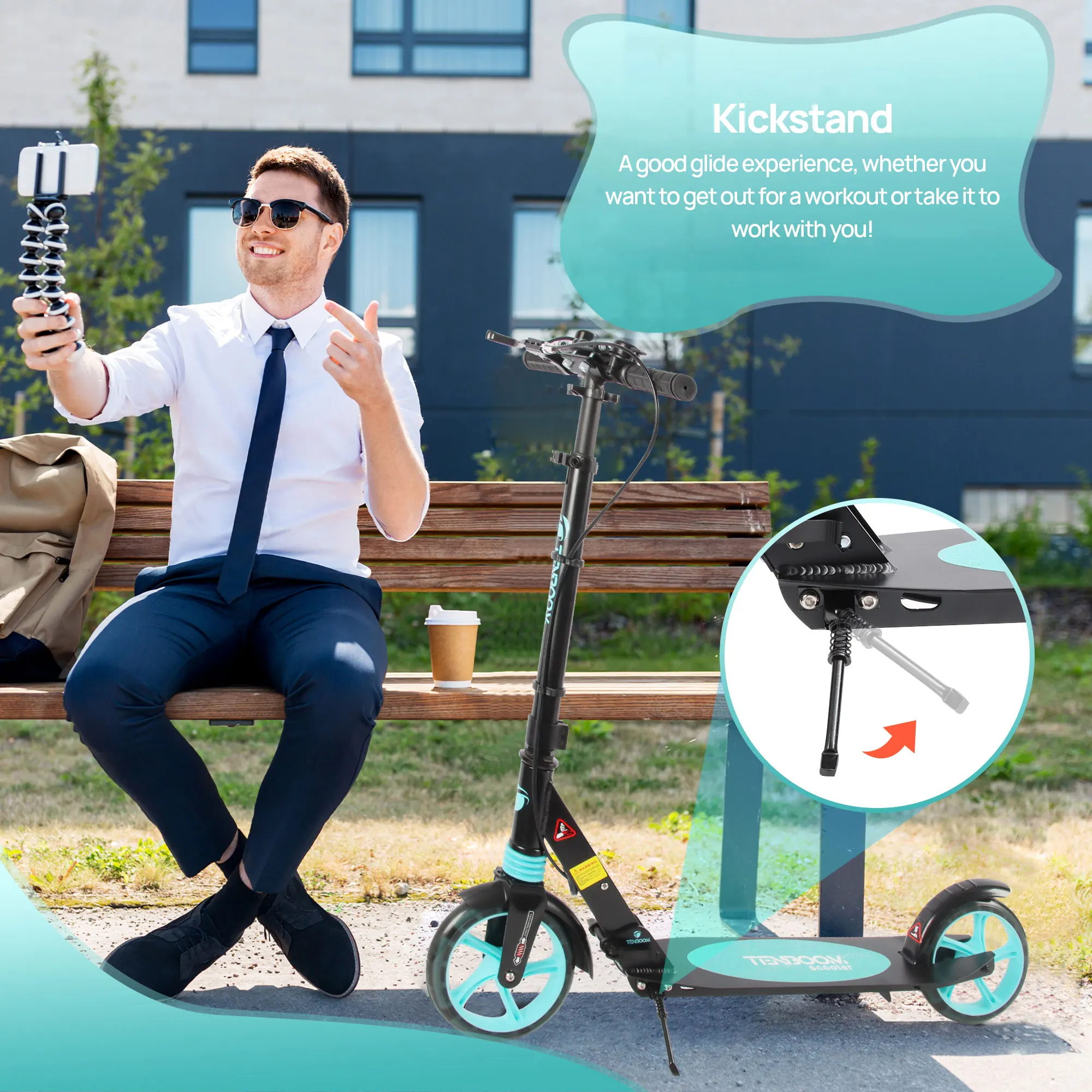 Самокат Скутер, способный преодолевать Броды для подростков и взрослых 2 колеса самоката с складной/регулируемый руль прочный сварной алюминиевый корпус