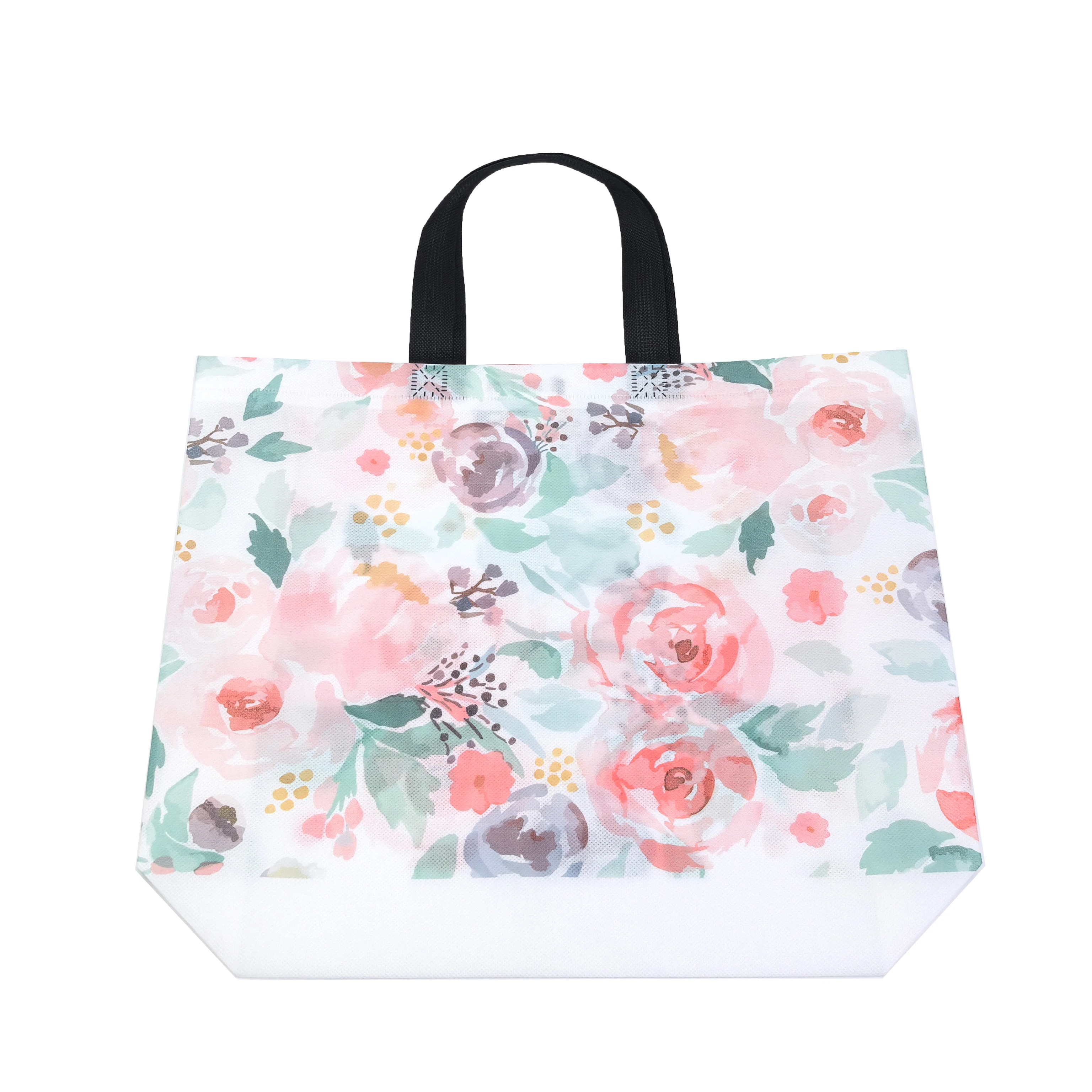 Custom Logo Recycled PET Tote Shopping Bag Laminated Polypropylene Non-Woven Foldable Style Zipper Geometric Canvas Mesh Shoes