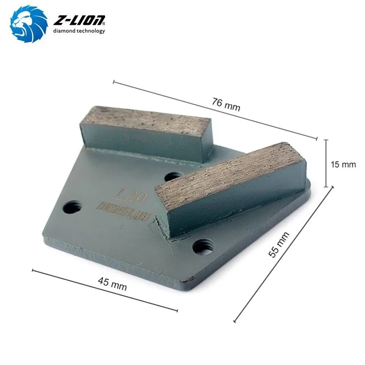 Z-LION 2 Segments Diamond Metal Bond Trapezoid Grinding Pad for Concrete Floor ZL-16L