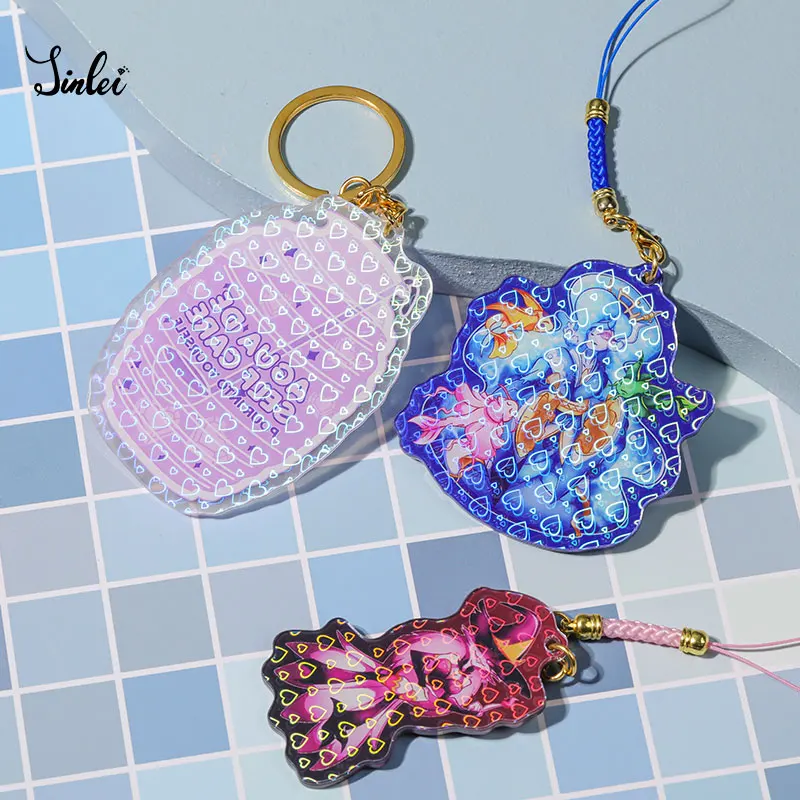 Jinlei custom clear acrylic keychain custom printed anime cheap engraved acrylic charm