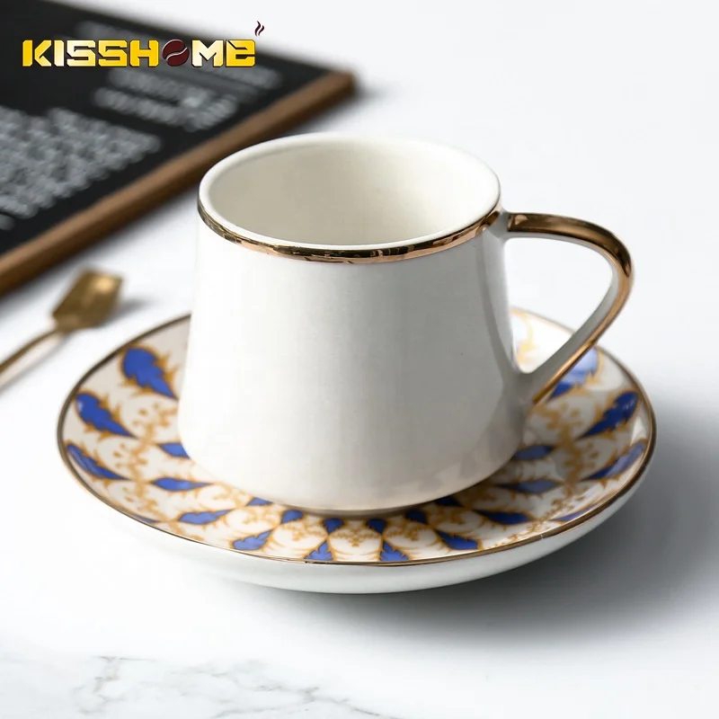 Coffee Cup Set New Design Turkish Coffee Cups Set Saucer Ceramic Gold Plated Home Espresso Tools Ethiopian Ceramic Coffee Cup