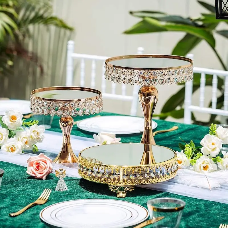 Wedding Crystal Decoration Table Dessert Stand Metal Cake Stand Set For Party Wedding Birthday Eco-friendly
