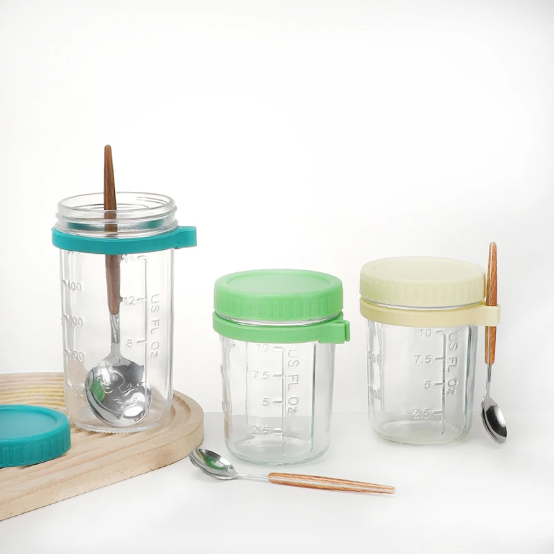 Factory price 350 ml 600 ml Gift sealed Mason jar with measuring mark suitable for milk vegetable and fruit salad storage