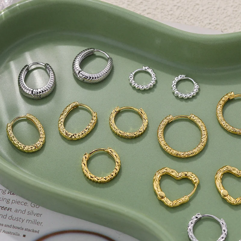 Popular women 925 sterling silver trendy hoop earrings 18k gold melting style twisted small fashion hoop earring