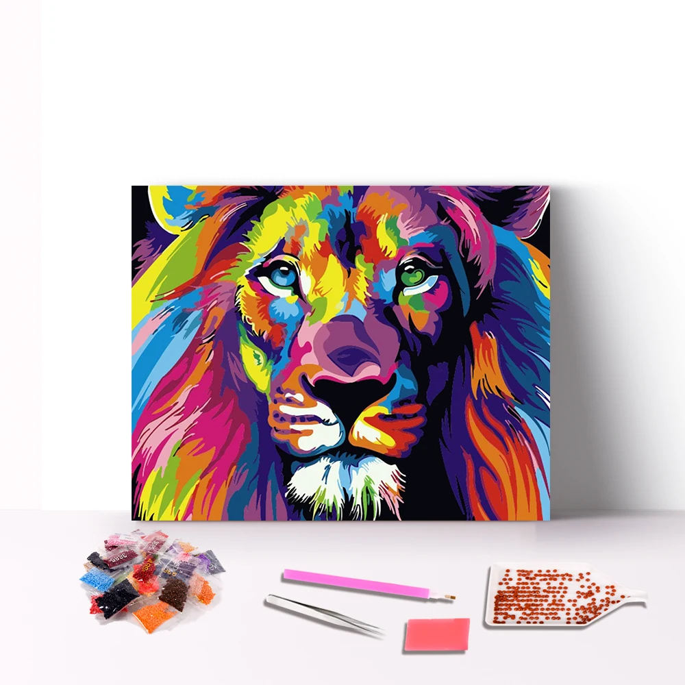 Оптовая продажа с фабрики на складе отправляется 1 неделя DIY Подарок Кристалл Алмаз живопись цветной Лев